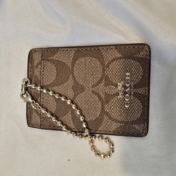 Coach Purple Card Holder with Gold Chain